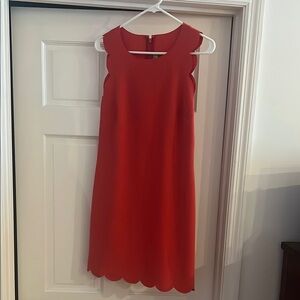 Jcrew Red Sleeveless Scallop Hem Dress